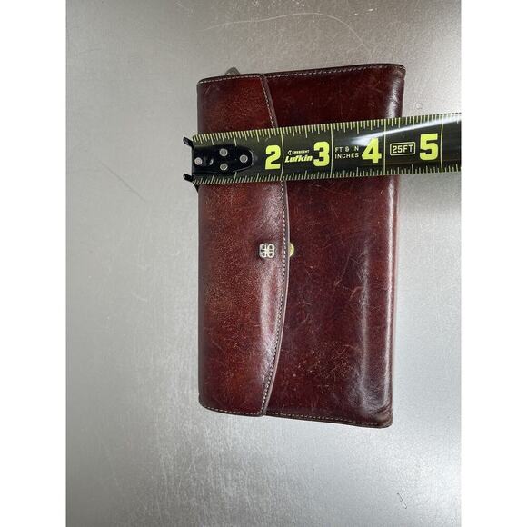 Bosca Leather Bifold With Flap Wallet Brown Snap Purse Check Book - Picture 9 of 10